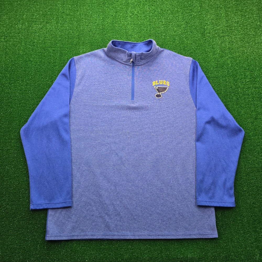 St Louis Blues Sweatshirt Mens XL Blue Quarter 1/4 Zip Pullover NHL Hockey